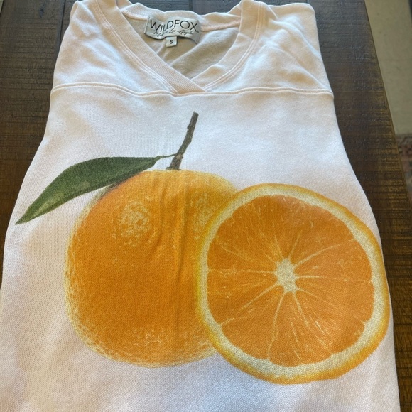 Wildfox Orange Print oversized Sweat T-Shirt Size Small - Picture 3 of 8